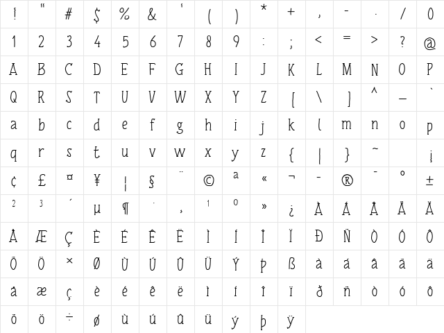 Tulisan Tangan 74 Regular  glyph index