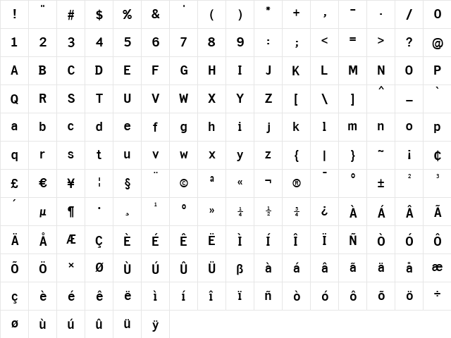 SonGothic Bold  glyph index