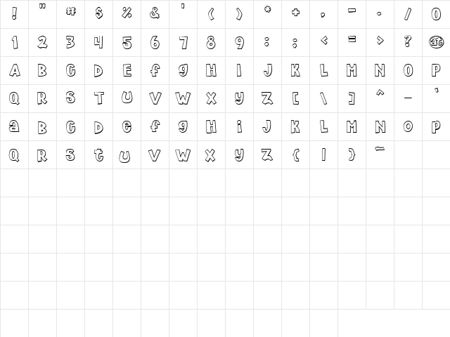 LD Jumpy Regular  glyph index