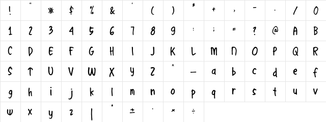 Ayrton Regular  glyph index
