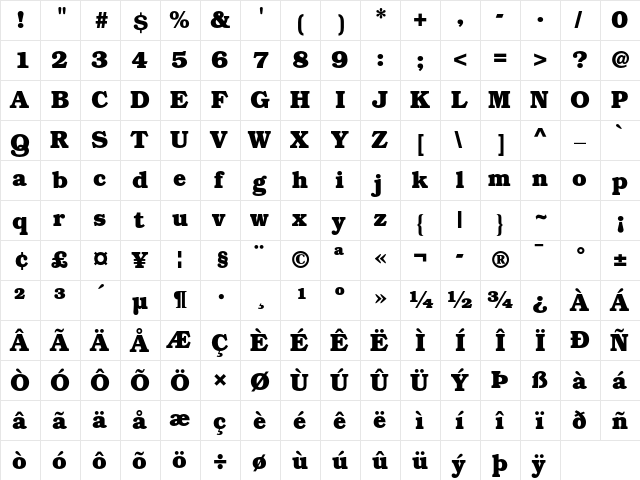 ITC Bookman Std Bold  glyph index