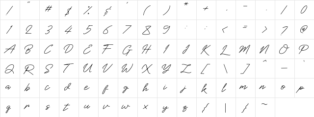 Baiklah Regular  glyph index