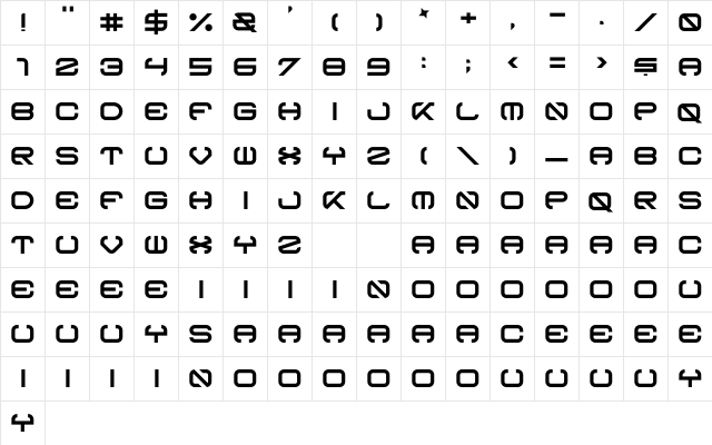 Curves Regular  glyph index