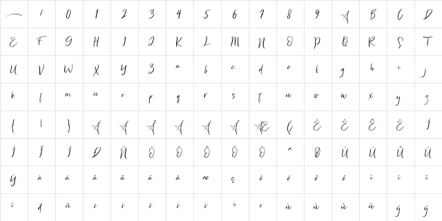 Freaks Regular  glyph index