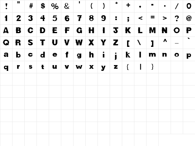 Own Way 5 Regular  glyph index