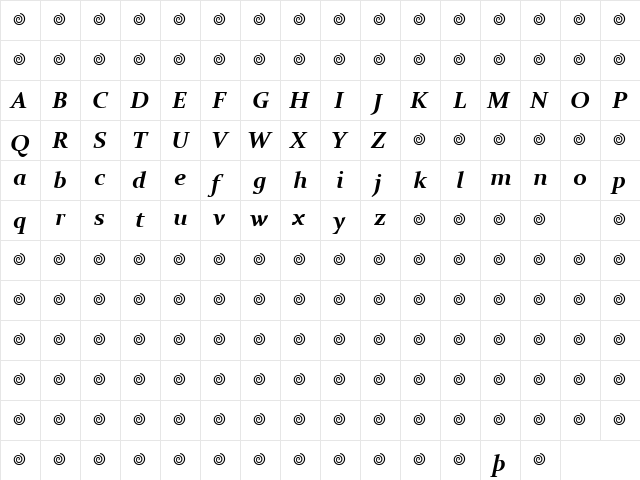 Constantia Bold Italic  glyph index