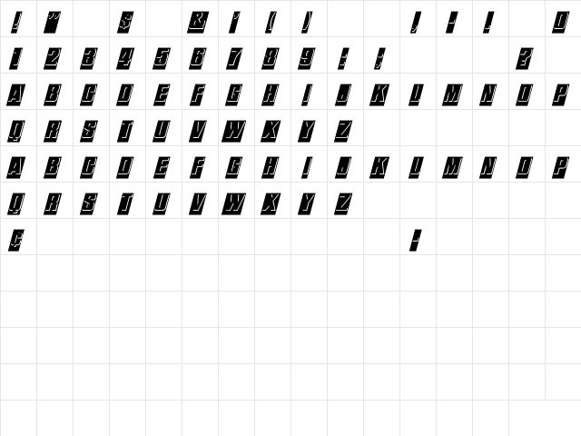 ReliefInReverse Italic Italic  glyph index