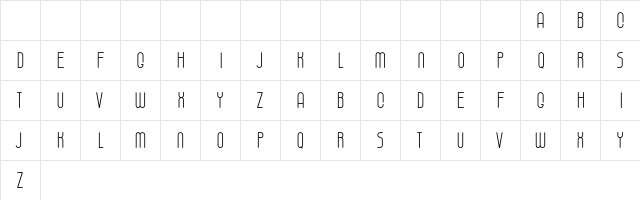 Chazalia Regular  glyph index