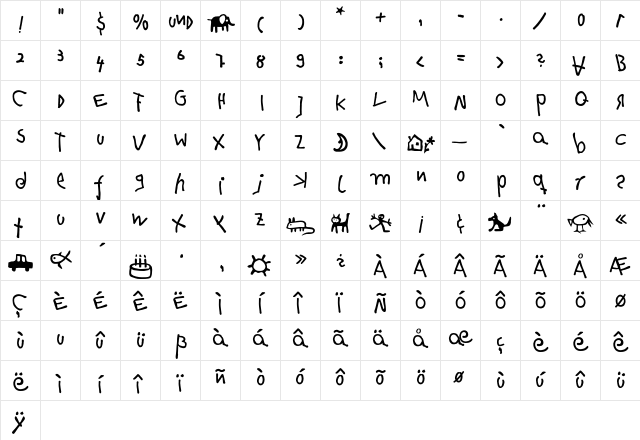 HanselEF Alternates  glyph index