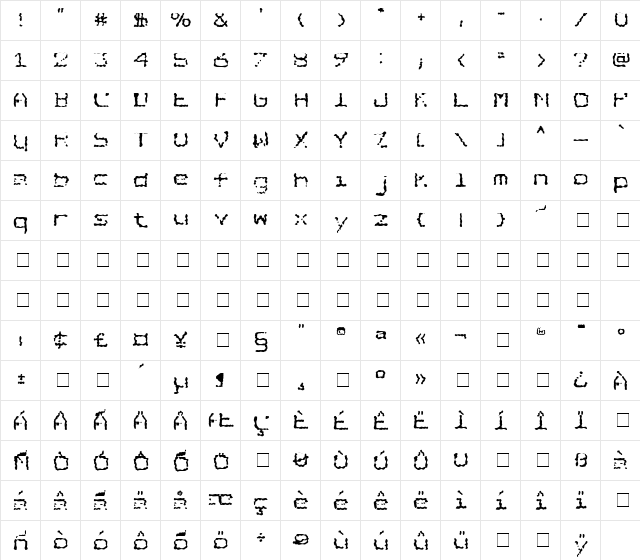 HouseCopy Medium  glyph index