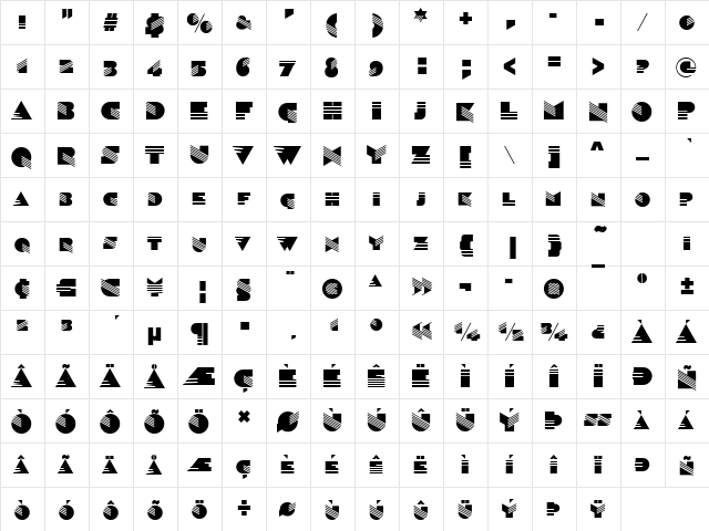 Savannah-Caps Regular  glyph index