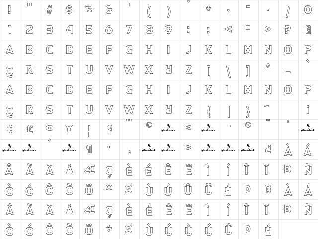 Queen of Camelot Outlines Outlines  glyph index