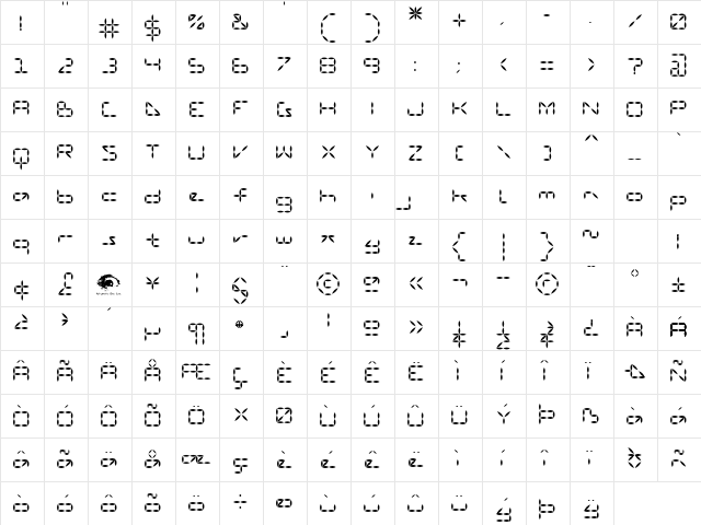 Vanguard III AOE Bold  glyph index