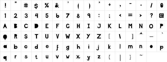 Boston Regular  glyph index