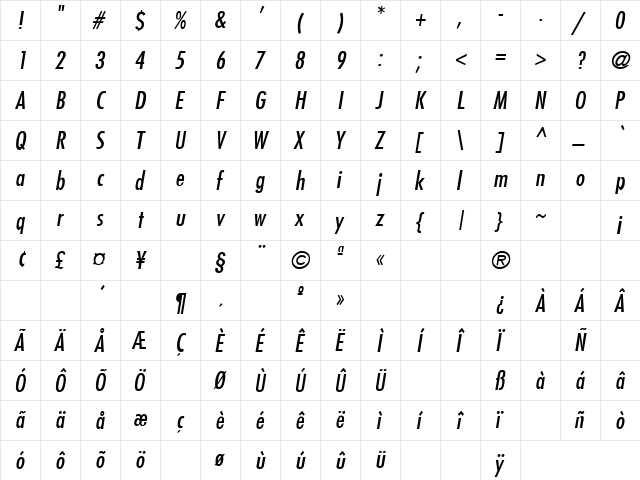 Thank You 3 Regular  glyph index