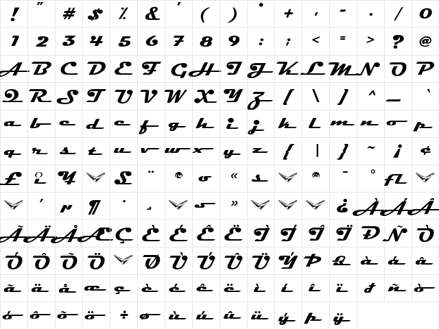 Magneto Regular  glyph index