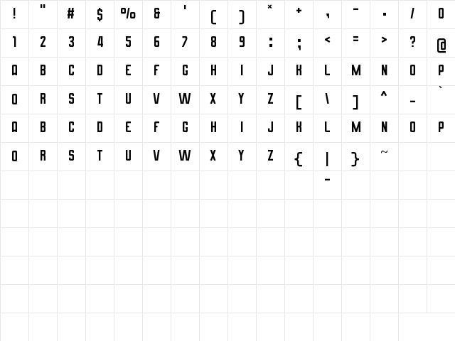 California Signature Duo Regular  glyph index