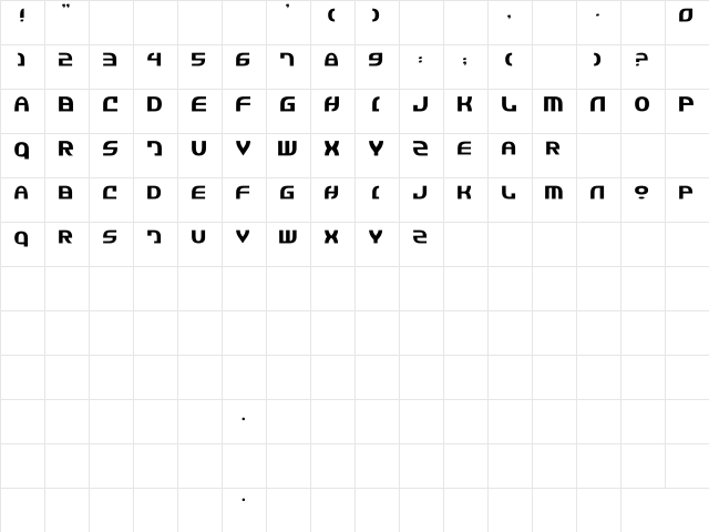 Ewok Bold  glyph index