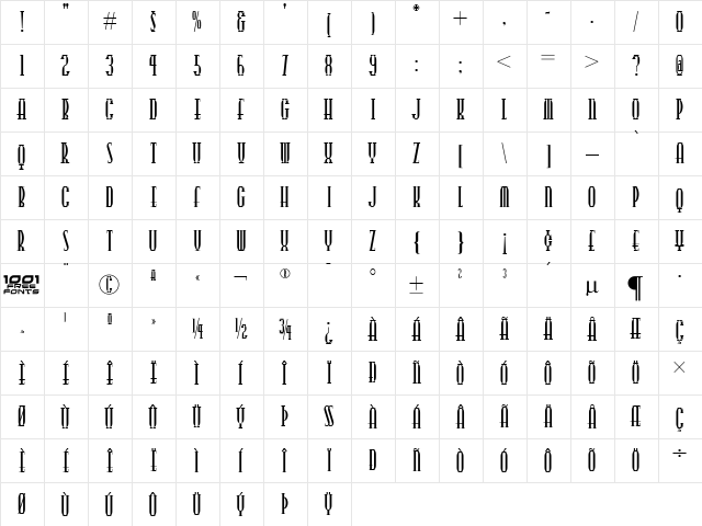 Points West NF Regular  glyph index