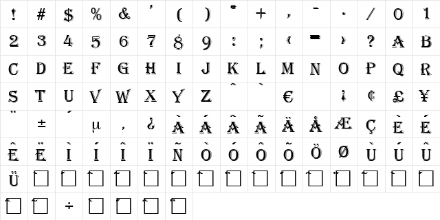 Saskatchewan Regular  glyph index