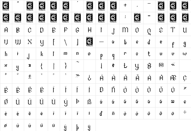 Arshaka Regular  glyph index