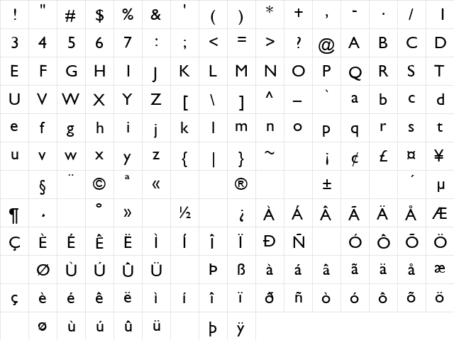 Quarter 5 Regular  glyph index