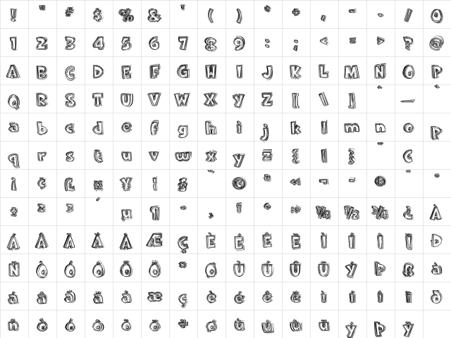 WhiteMeat 'Shakey' Regular  glyph index