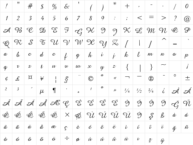 00770 Regular  glyph index