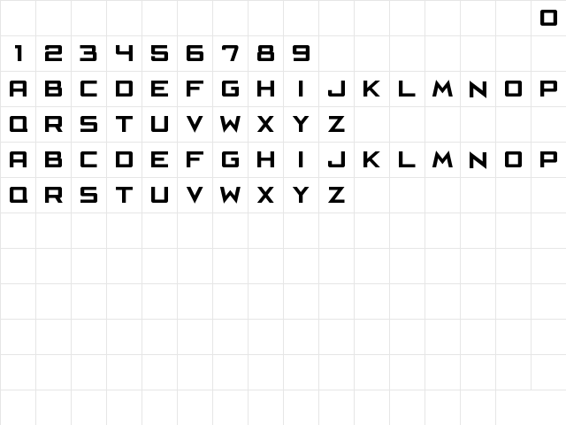 Cafe Nero M54 Regular  glyph index
