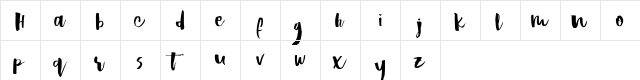 Hastagirl One DEMO Regular  glyph index