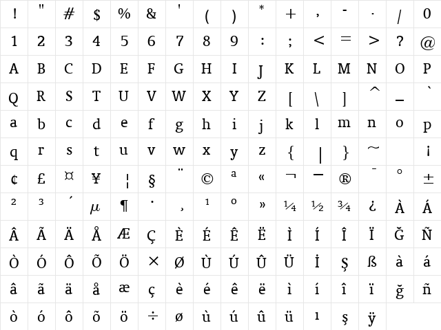 00979 Regular  glyph index