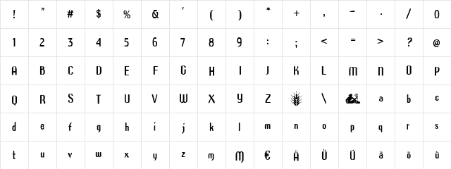 Azimech Regular  glyph index