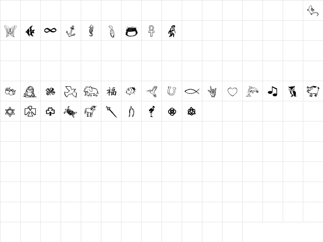 CharmingSymbols Regular  glyph index