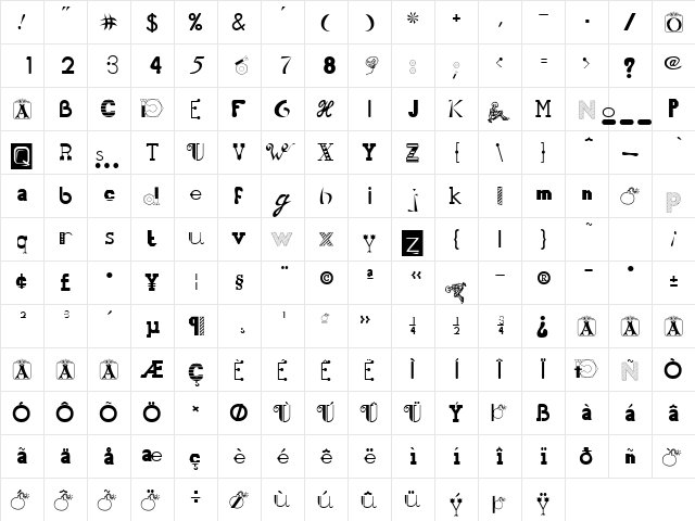 50 Fonts 2 Regular  glyph index