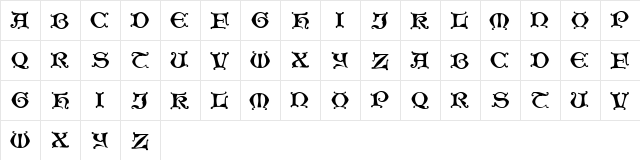 Dublin Book Regular  glyph index