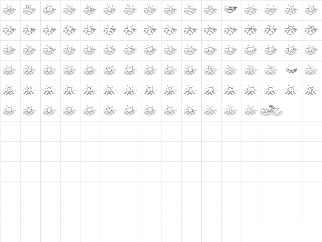 LD Waterski Regular  glyph index