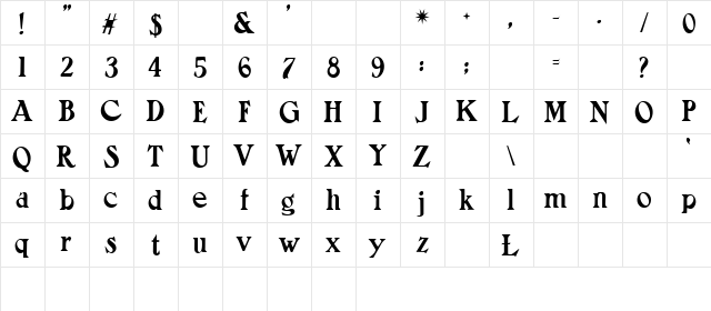 Adramalech!" Regular  glyph index