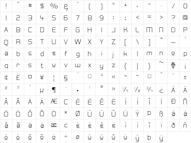 Hall Fetica Upper Regular  glyph index