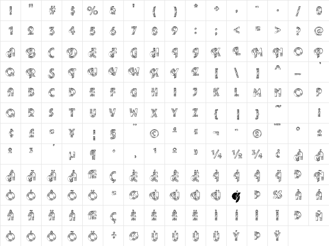 Plaza24 Becker Regular  glyph index