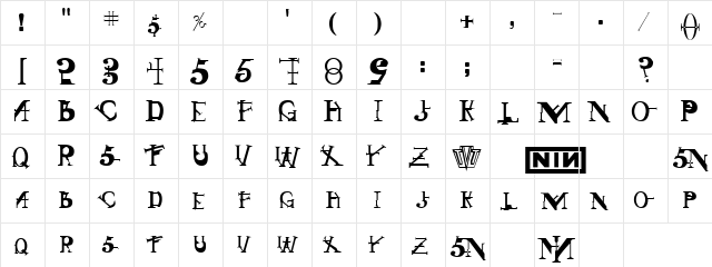 Funny Dude Regular  glyph index
