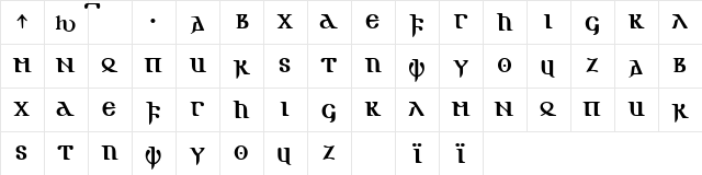 Gotik AOE Regular  glyph index