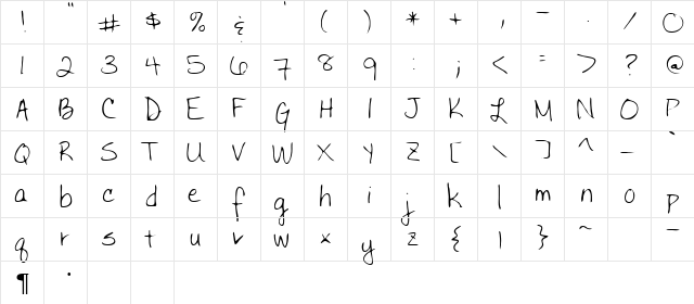 Hadley Regular  glyph index