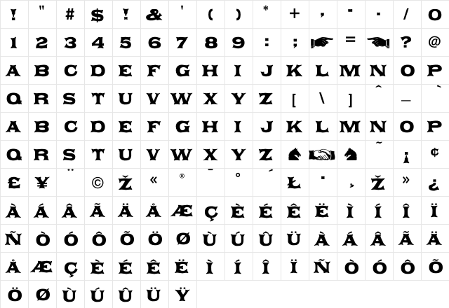 Daisy Regular  glyph index
