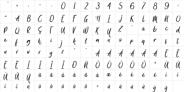 Something in the Night Regular  glyph index