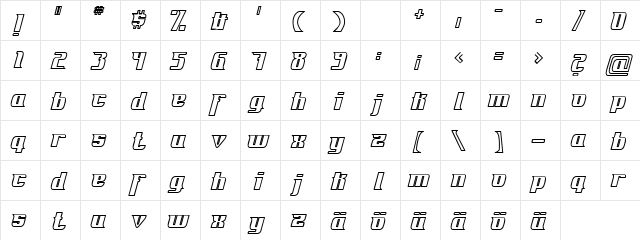 Fontovision IV outline  glyph index