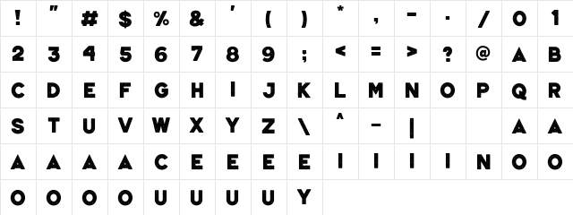 VELTIC Regular  glyph index