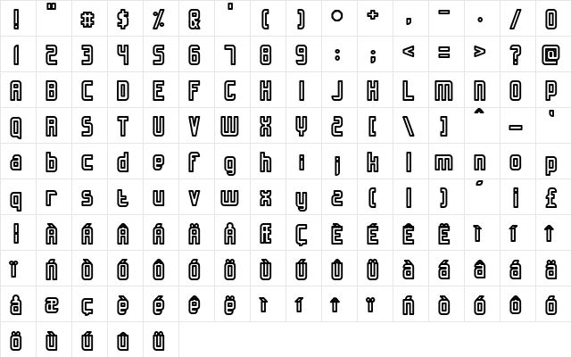 Slidfis saftig Regular  glyph index