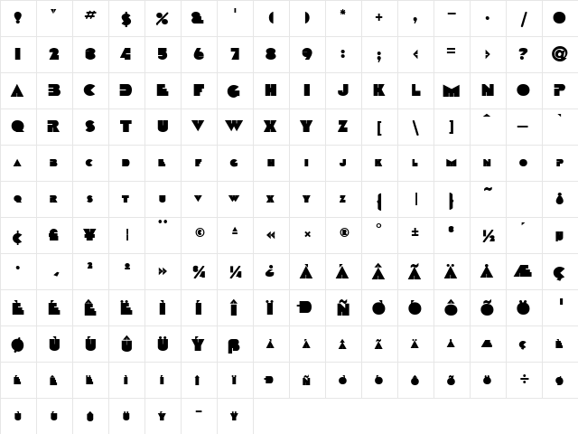 AnimalSilenceText122 Bold  glyph index