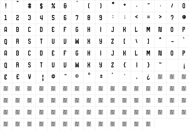 Berryl Sans DEMO font Regular  glyph index