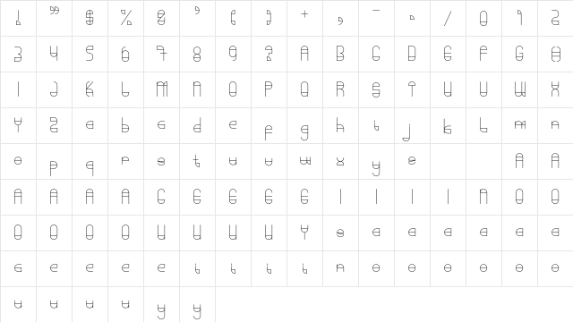 Umbrellast Regular  glyph index